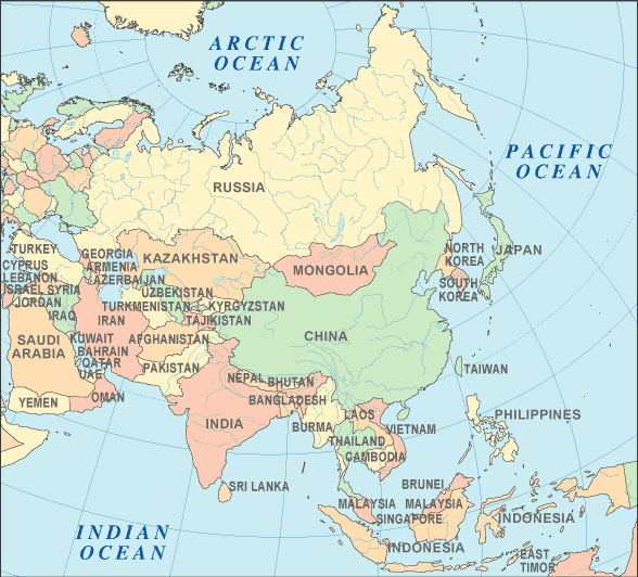 map of european countries and capitals. Asian Countries