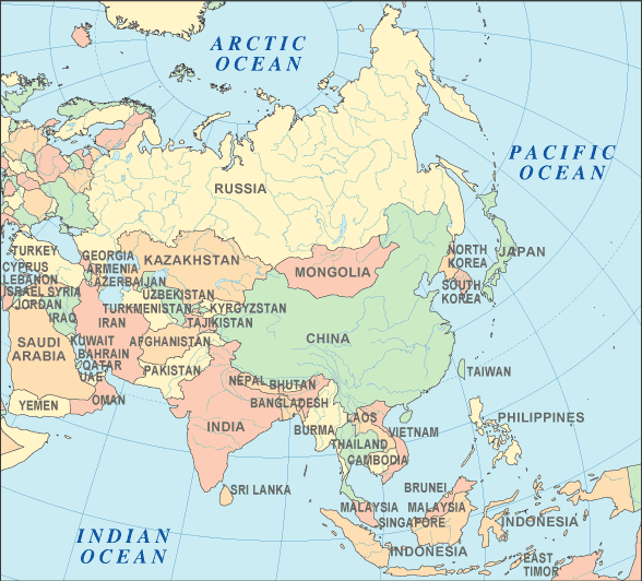 The table below lists the countries of Asia 