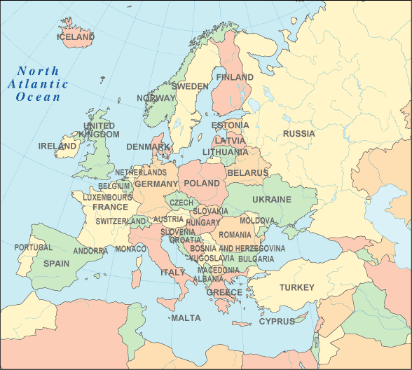 map of european countries and capitals