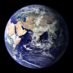 world globe - eastern hemisphere - courtesy of NASA