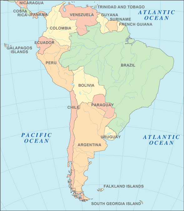 South America Map With Words and Pictures