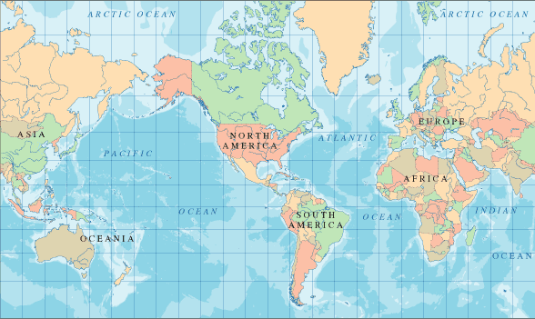 world map - ocean floor depths